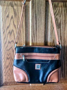 Stone Mountain Shoulder Bag – Black/Brown Multi Pocket Crossbody EUC